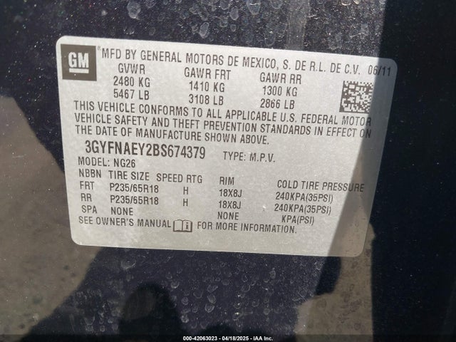 2011 CADILLAC SRX 3GYFNAEY2BS674379 Photo 8