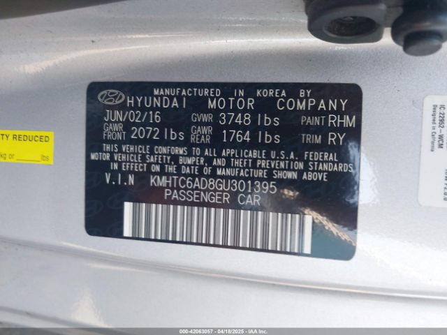 KMHTC6AD8GU301395 Hyundai Veloster