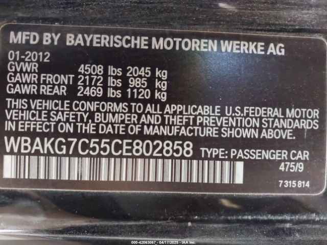 2012 BMW 335I WBAKG7C55CE802858 Photo 8