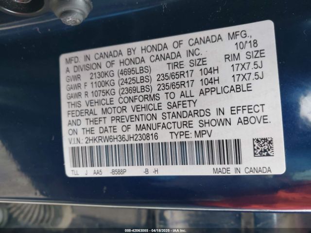 2HKRW6H36JH230816 Honda CR-V LX