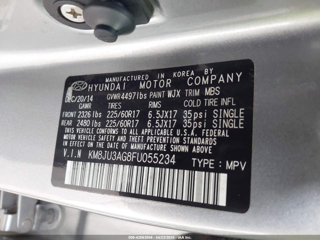 KM8JU3AG8FU055234 Hyundai TUCSON SE