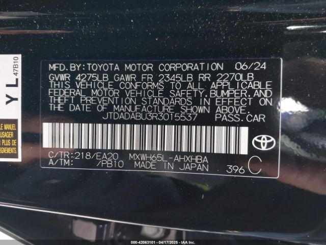 JTDADABU3R3015537 Toyota Prius Limited Awd-e