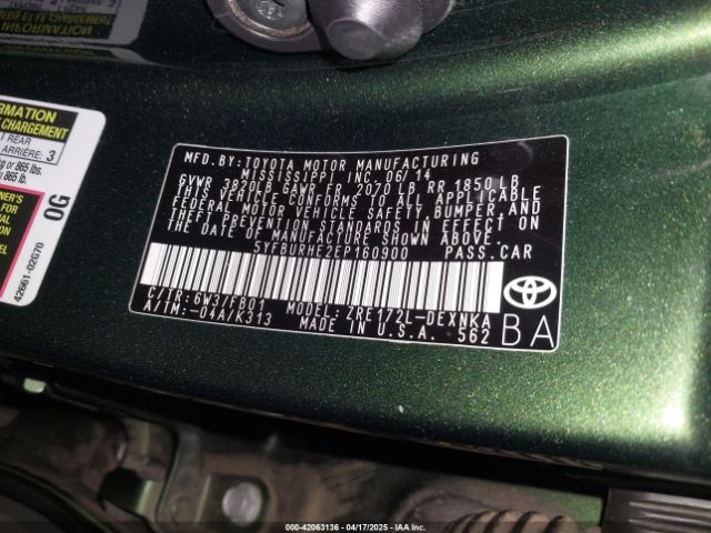 5YFBURHE2EP160900 Toyota COROLLA LE