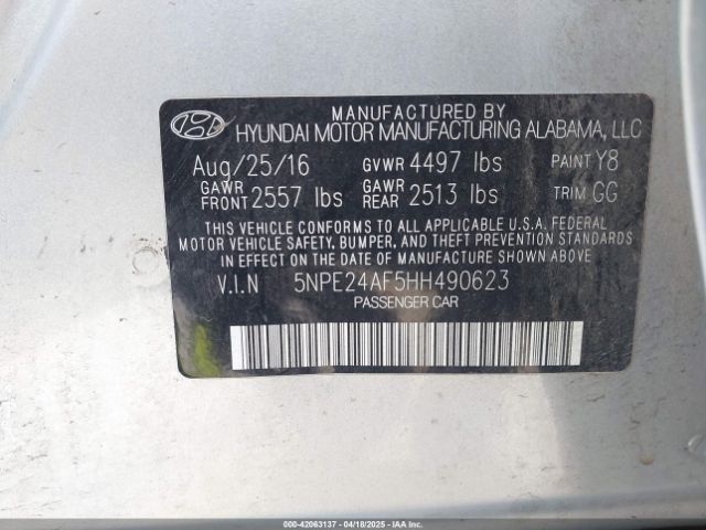 5NPE24AF5HH490623 Hyundai Sonata