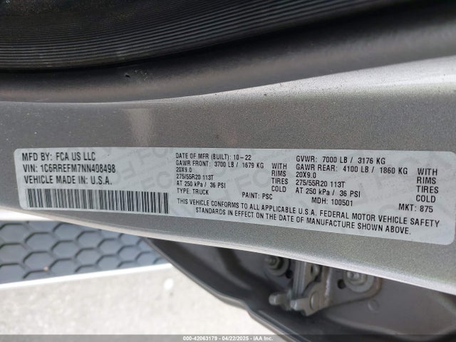1C6RREFM7NN408498 RAM 1500 Big Horn  4x2 5'7 Box