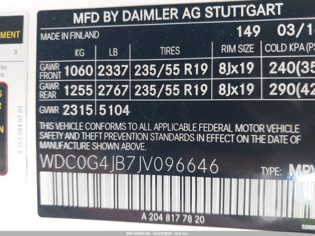 WDC0G4JB7JV096646 Mercedes-Benz GLC 300