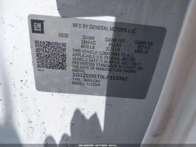 1G1ZD5ST0LF113392 Chevrolet Malibu Fwd Lt