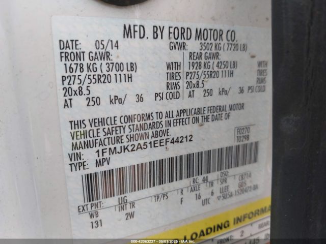 1FMJK2A51EEF44212 Ford Expedition El Limited