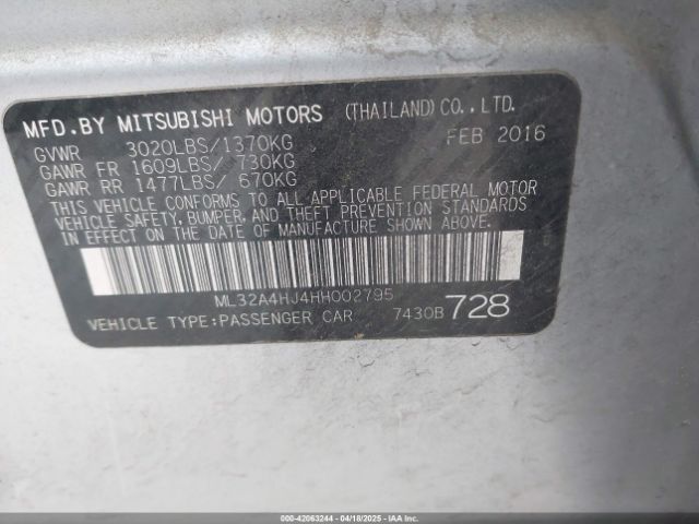 ML32A4HJ4HH002795 Mitsubishi MIRAGE SE