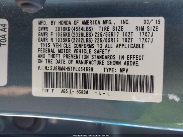 5J6RM4H51FL054699 Honda CR-V EX