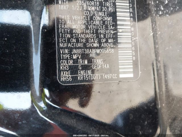 JN8BT3BA8PW005658 Nissan Rogue Sv Fwd