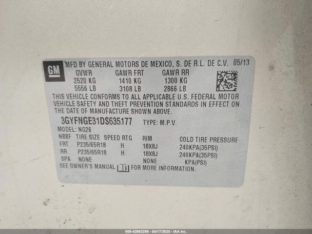 2013 CADILLAC SRX 3GYFNGE31DS635177 Photo 8