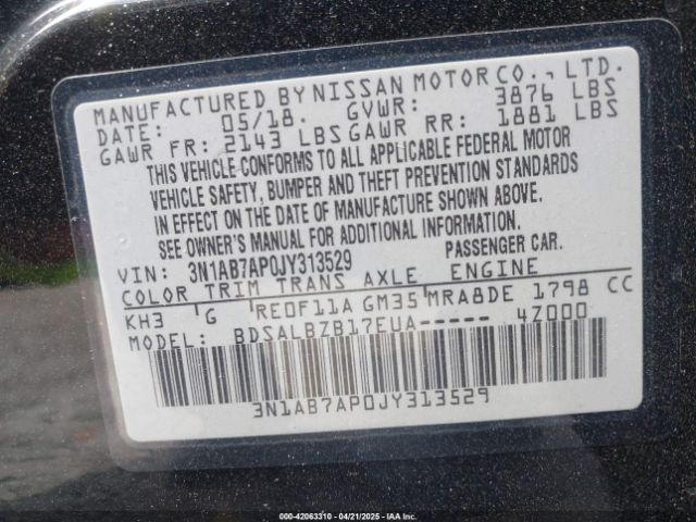 3N1AB7AP0JY313529 Nissan SENTRA S