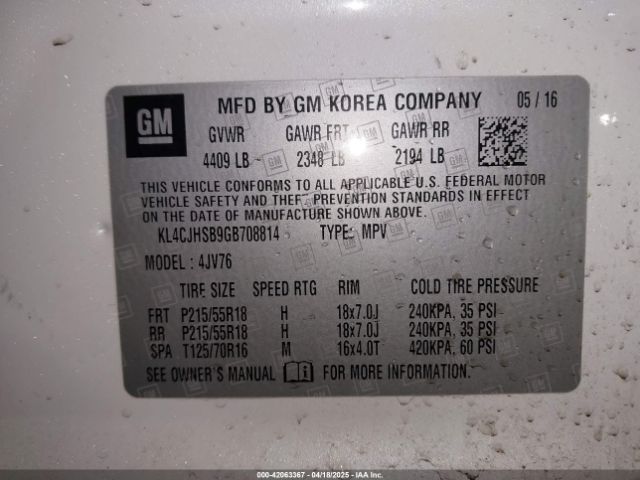 KL4CJHSB9GB708814 Buick Encore Premium