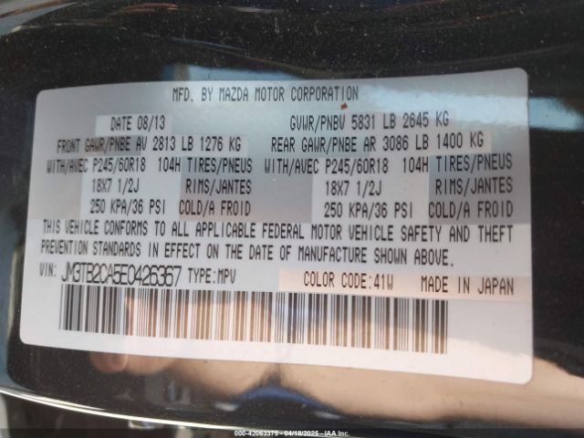 JM3TB2CA5E0426367 Mazda Cx-9 Touring