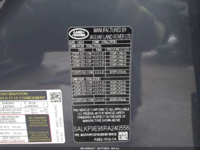 SALKP9E96RA240556 Land Rover Range Rover P530 Se