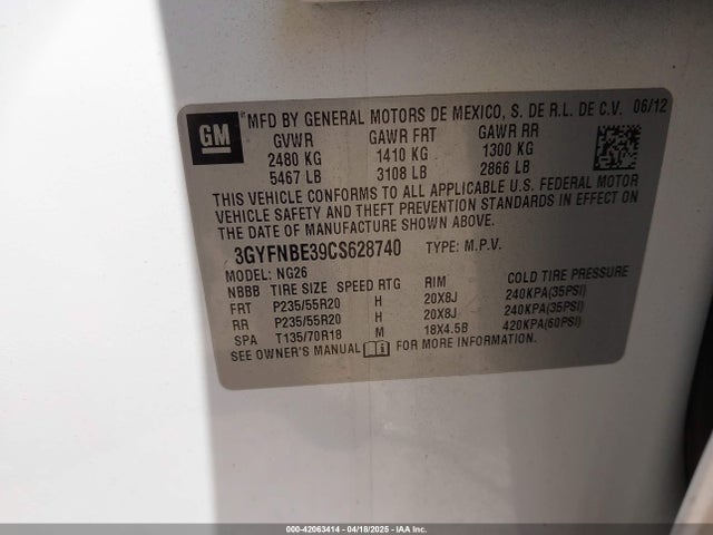 2012 CADILLAC SRX 3GYFNBE39CS628740 Photo 8