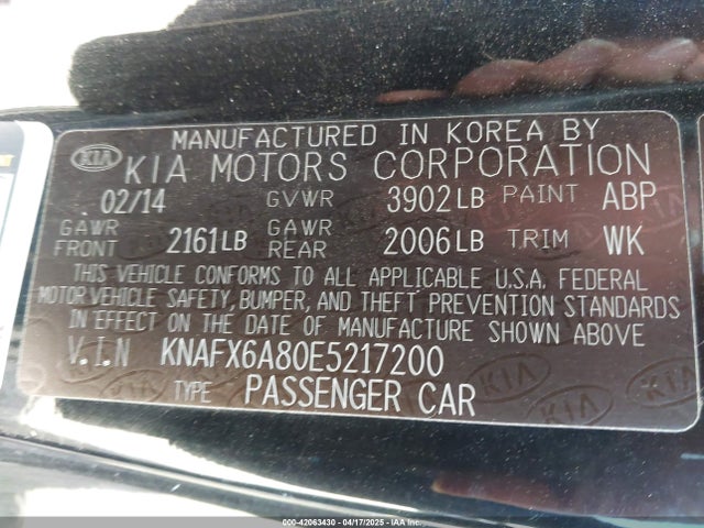 KNAFX6A80E5217200 KIA Forte Koup Ex