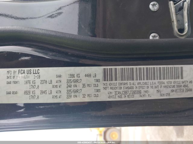 3C4NJCBB7JT285996 Jeep Compass Latitude Fwd