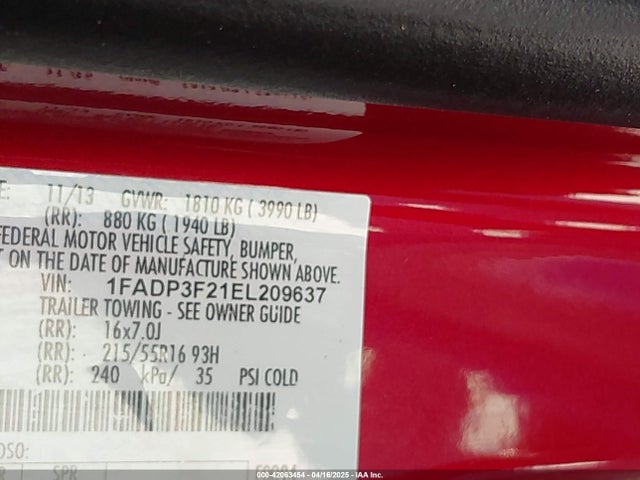 1FADP3F21EL209637 Ford FOCUS SE