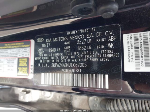3KPA24AB4JE067005 KIA RIO LX