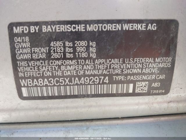 WBA8A3C5XJA492974 BMW 320i Xdrive