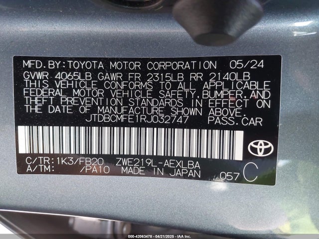 Toyota Corolla Hybrid Le 2024 JTDBCMFE1RJ032747 Image 9