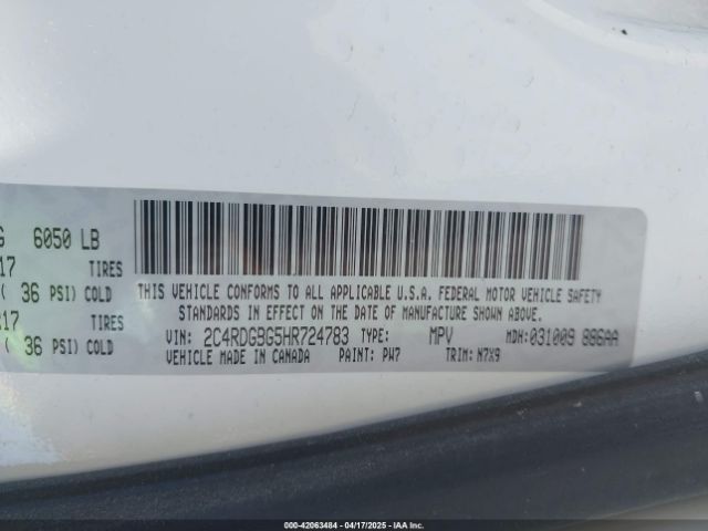 2C4RDGBG5HR724783 Dodge Grand Caravan Se Plus