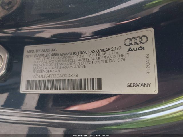 2012 AUDI A5 WAULFAFR3CA003378 Photo 8