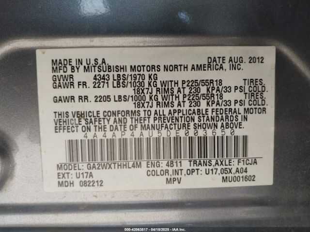 2013 MITSUBISHI OUTLANDER SPORT 4A4AP4AU5DE003650 Photo 8