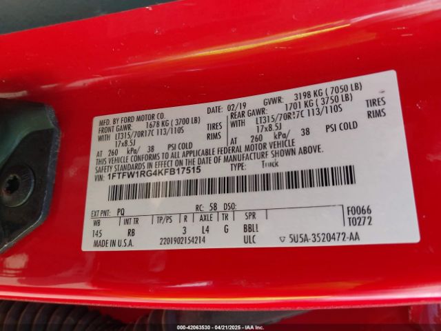 1FTFW1RG4KFB17515 Ford gtdi