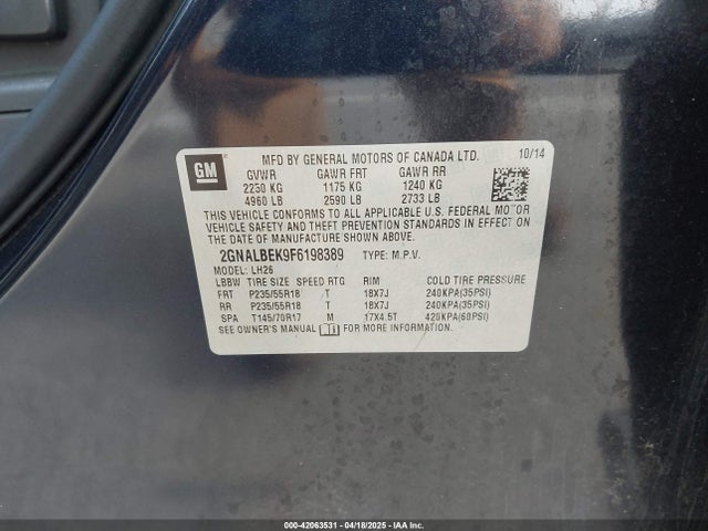 2GNALBEK9F6198389 Chevrolet EQUINOX 1LT