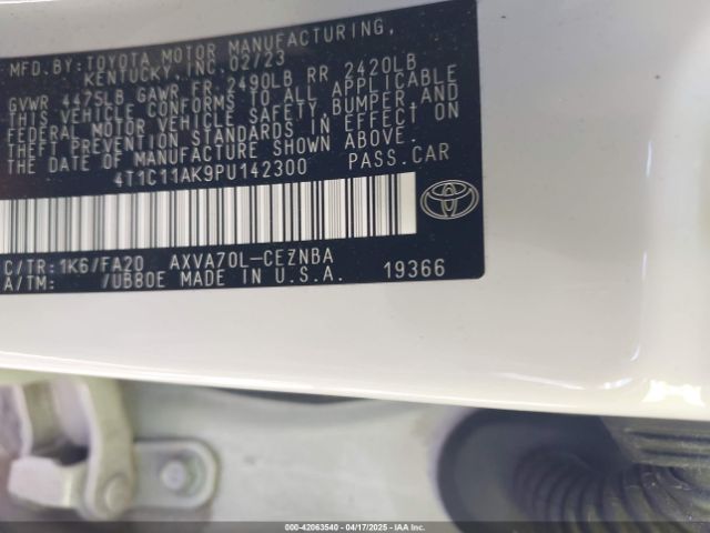 4T1C11AK9PU142300 Toyota CAMRY LE