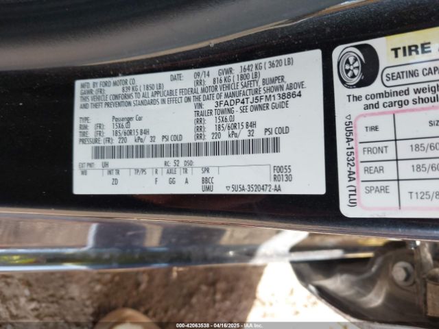 3FADP4TJ5FM138864 Ford FIESTA S