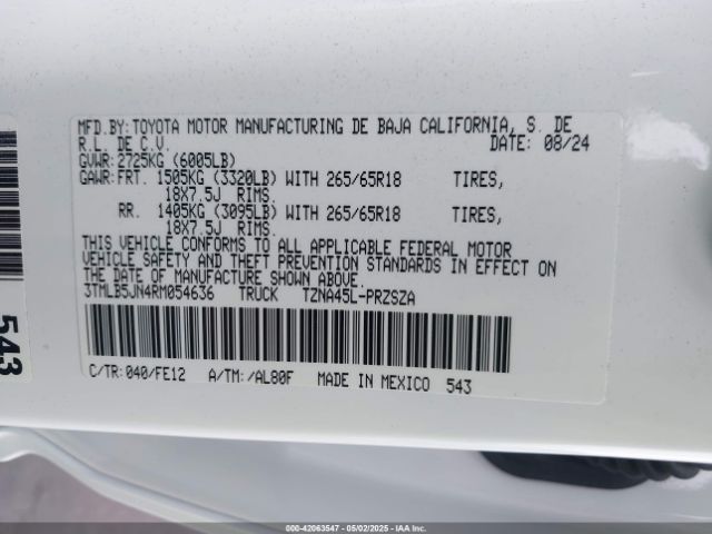 3TMLB5JN4RM054636 Toyota Tacoma Trd Sport 4wd