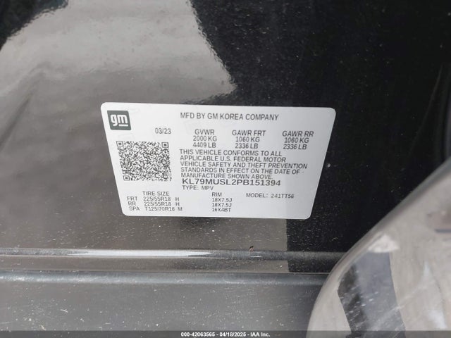 KL79MUSL2PB151394 Chevrolet Trailblazer Awd Rs