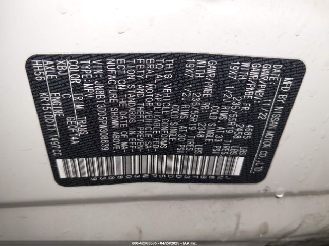 JN8BT3DD5PW308839 Nissan Rogue Platinum Intelligent Awd