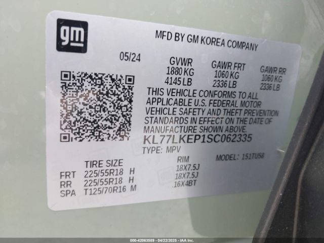 KL77LKEP1SC062335 Chevrolet lbp
