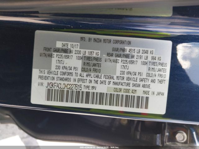 JM3KFACL0H0227615 Mazda Cx-5 Touring