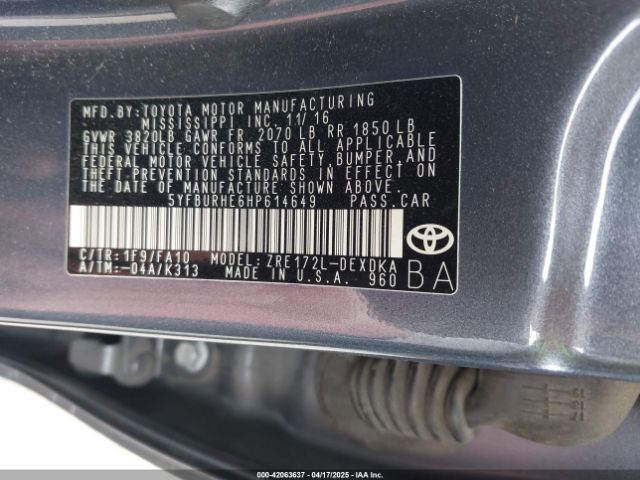 5YFBURHE6HP614649 Toyota COROLLA L