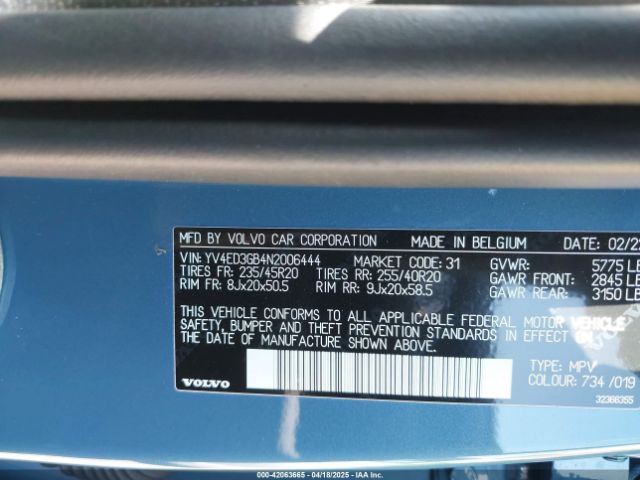 YV4ED3GB4N2006444 Volvo e400v6