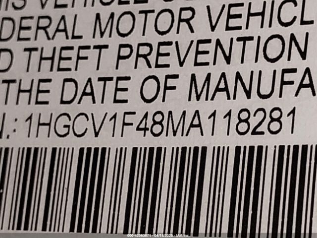 1HGCV1F48MA118281 Honda Accord Sport Special Edition