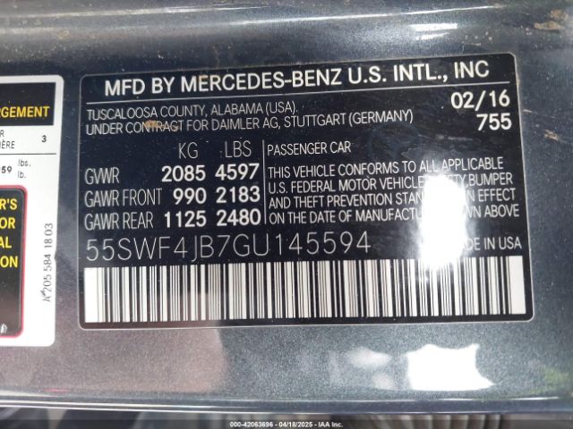 55SWF4JB7GU145594 Mercedes-Benz C 300 Luxury/sport