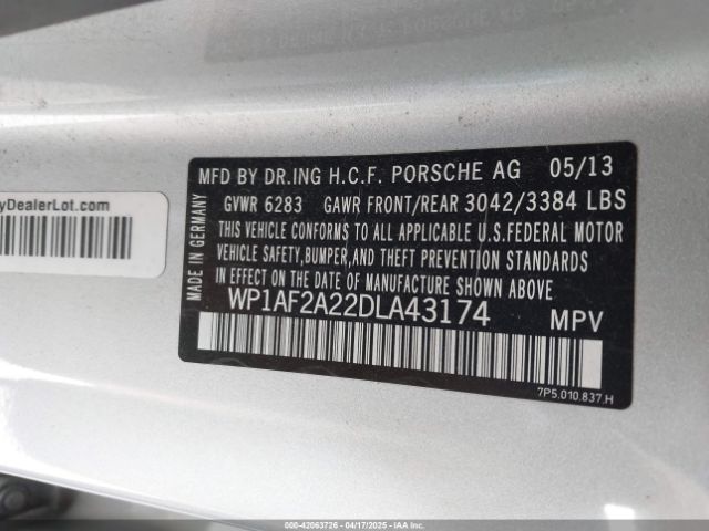 2013 PORSCHE CAYENNE WP1AF2A22DLA43174 Photo 8
