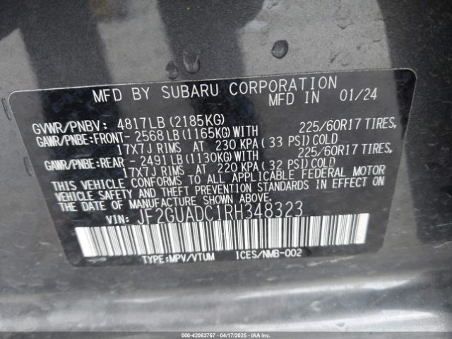 JF2GUADC1RH348323 Subaru Crosstrek Premium