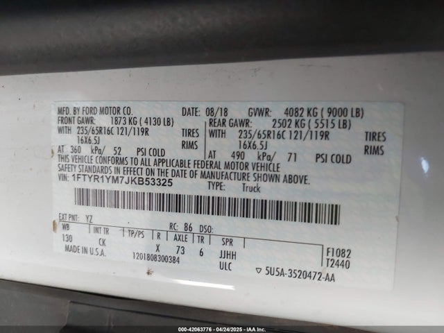 1FTYR1YM7JKB53325 Ford Transit-250