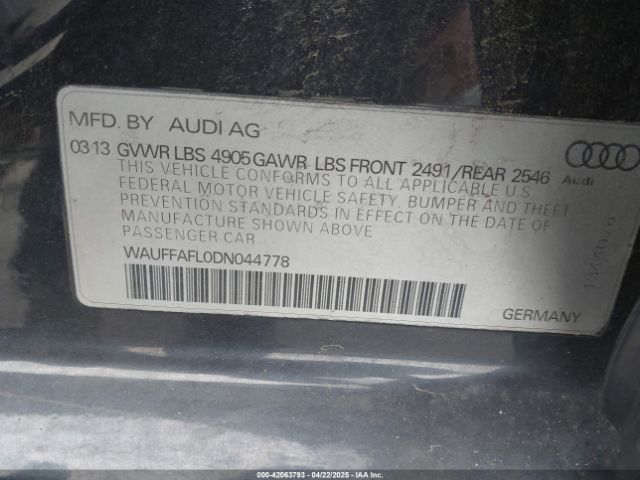 2013 AUDI A4 WAUFFAFL0DN044778 Photo 8