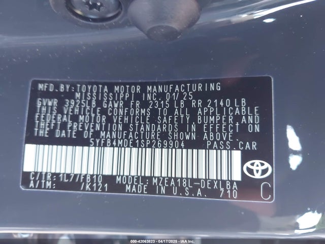 5YFB4MDE1SP269904 Toyota COROLLA LE