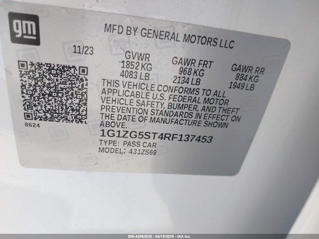 1G1ZG5ST4RF137453 Chevrolet Malibu Fwd Rs