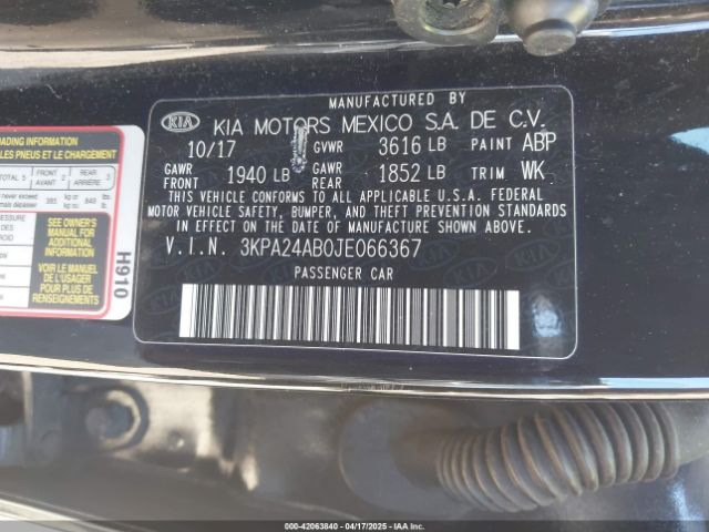 3KPA24AB0JE066367 KIA RIO LX